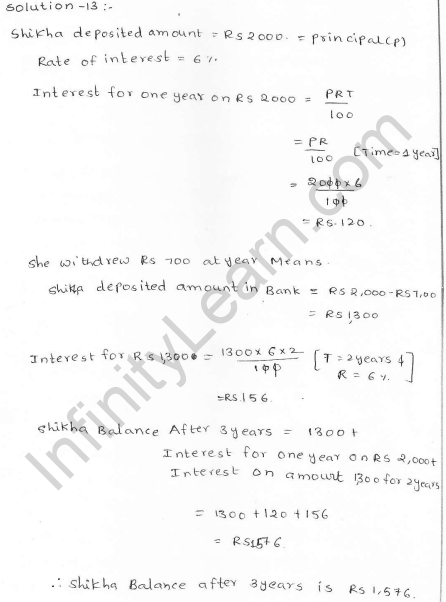 Rd sharma class 7 solutions 13.Simple interest Exercise-13.1 Q 13