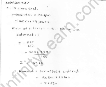 Rd sharma class 7 solutions 13.Simple interest Exercise-13.1 Q 2