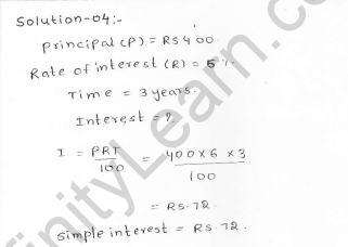 Rd sharma class 7 solutions 13.Simple interest Exercise-13.1 Q 4