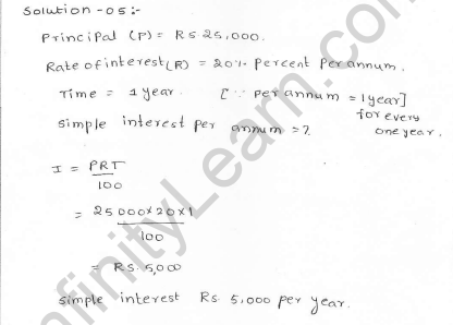 Rd sharma class 7 solutions 13.Simple interest Exercise-13.1 Q 5