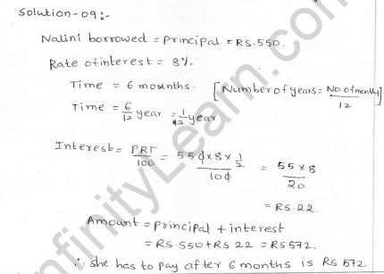 Rd sharma class 7 solutions 13.Simple interest Exercise-13.1 Q 9