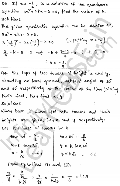 Solved CBSE Sample Papers for Class 10 Maths Set 5 1.2