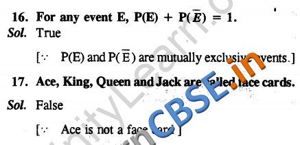  CBSE Class 10 Maths Probability Objective Type Questions 01 