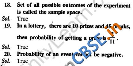  CBSE Class 10 Maths Probability Multiple Choice Questions 