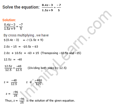 Linear Equations in one Variable Class 8 Worksheets