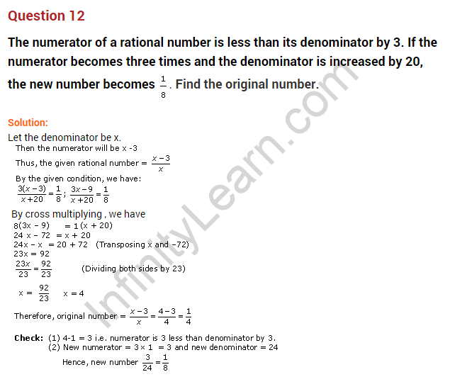 Extra Questions for Class 8 Maths Linear Equations in One Variable Q7