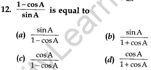 MCQ Questions for Class 10 Maths Introduction to Trigonometry with Answers 4