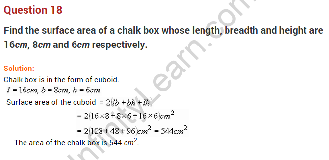 Mensuration Class Extra Questions Maths Chapter Sri Chaitanya