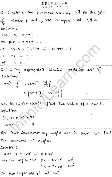 Sample Papers for Class 9 Maths Solved paper 5 1