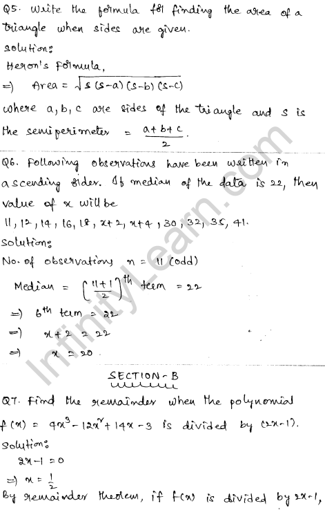 Solved CBSE Sample Papers for Class 9 Maths Paper 5 2