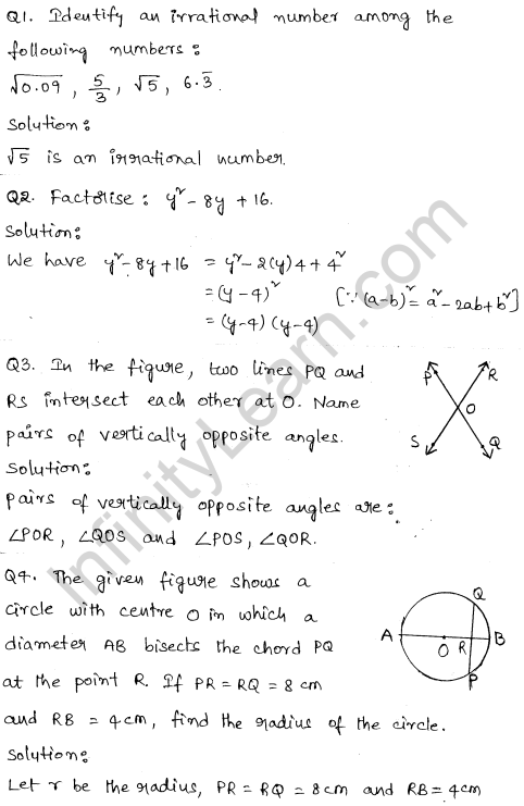 Sample Papers for Class 9 Maths Solved paper 6 1