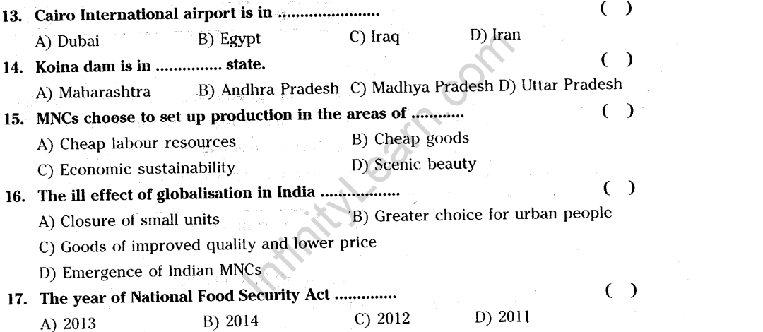 AP SSC 10th class Social Studies 1 Model paper 2015-16 English Medium Set 6-6