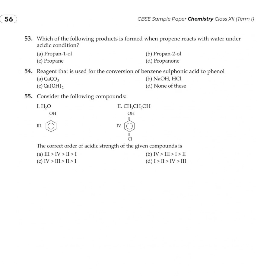 CBSE Sample Papers For Class 12 Chemistry q53 to q55