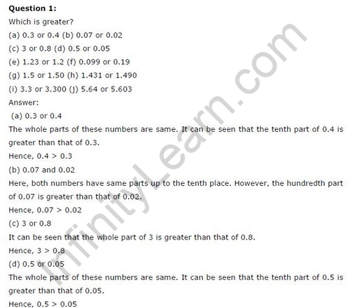 NCERT Solutions For Class 6 Maths Decimals Exercise 8.3 Q1