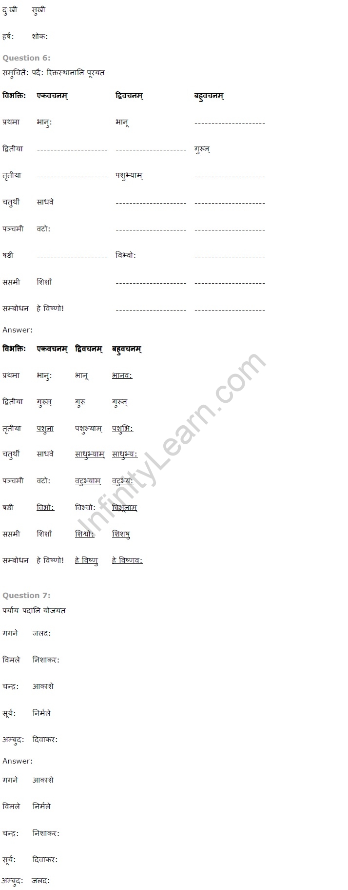 NCERT Solutions for Class 6 Sanskrit Chapter 9