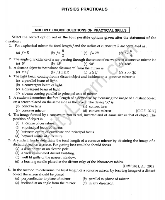  CBSE Class 10 Science sa2 Physics Practicals 