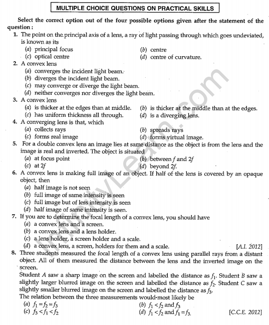  CBSE Class 10 Science sa2 Physics Practicals 