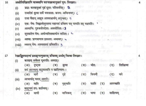 sample papers for class 10 Sanskrit q16 and q17
