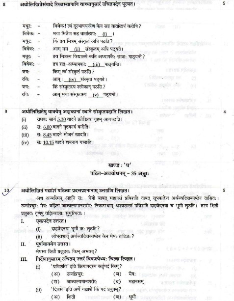 sample papers for class 10 Sanskrit q8 to q10