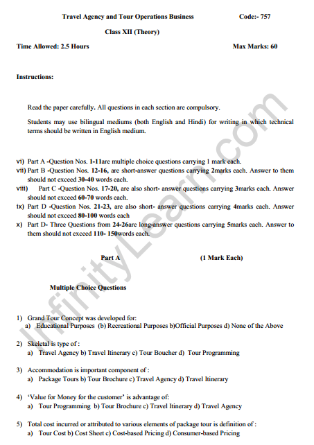 travel and tourism diploma syllabus