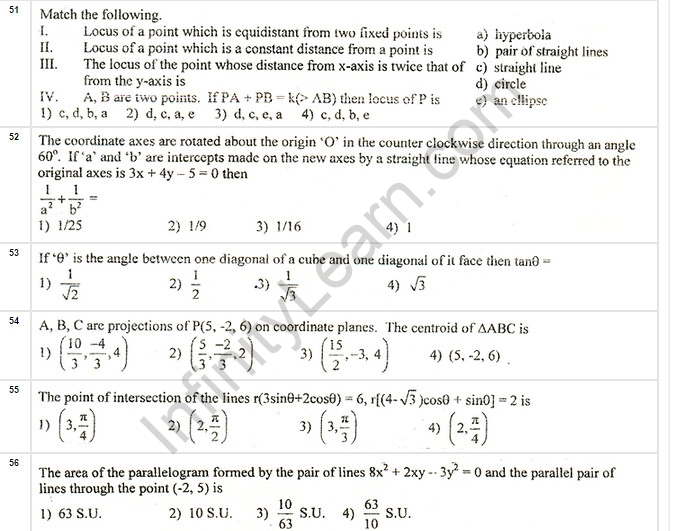 EAMCET Model Paper 04 - Infinity Learn By Sri Chaitanya