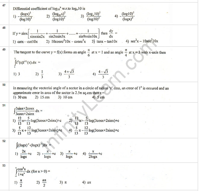 EAMCET Model Paper 02 - Infinity Learn By Sri Chaitanya