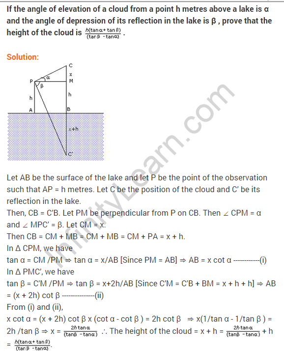 case study based questions class 10 maths trigonometry