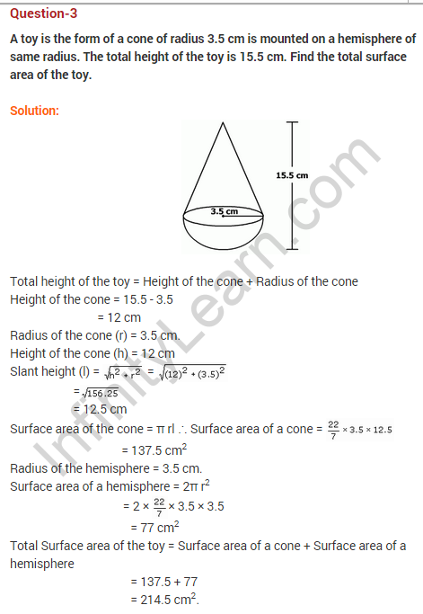 NCERT-Solutions-For-Class-10-Maths-Surface-Areas-And-Volumes-Ex-13.1-Q-3