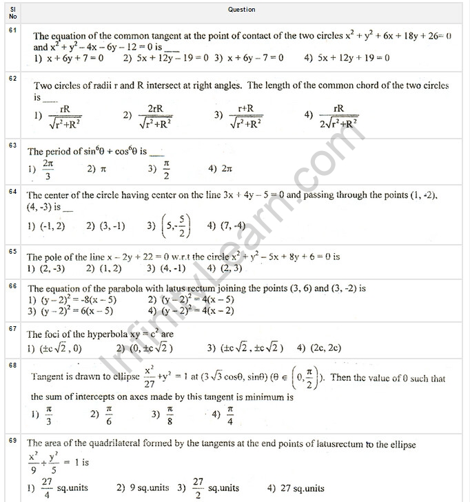 EAMCET Model Paper 04 Infinity Learn by Sri Chaitanya