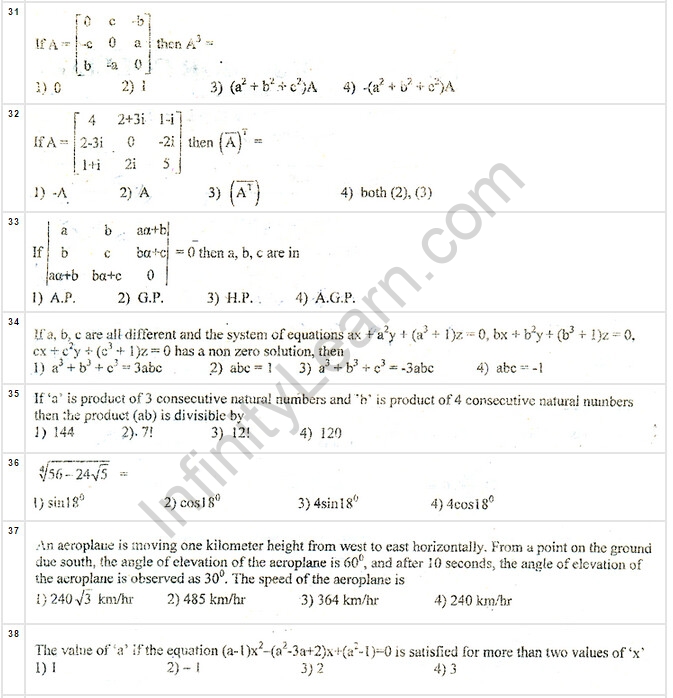 EAMCET Model Paper 04 - Infinity Learn By Sri Chaitanya