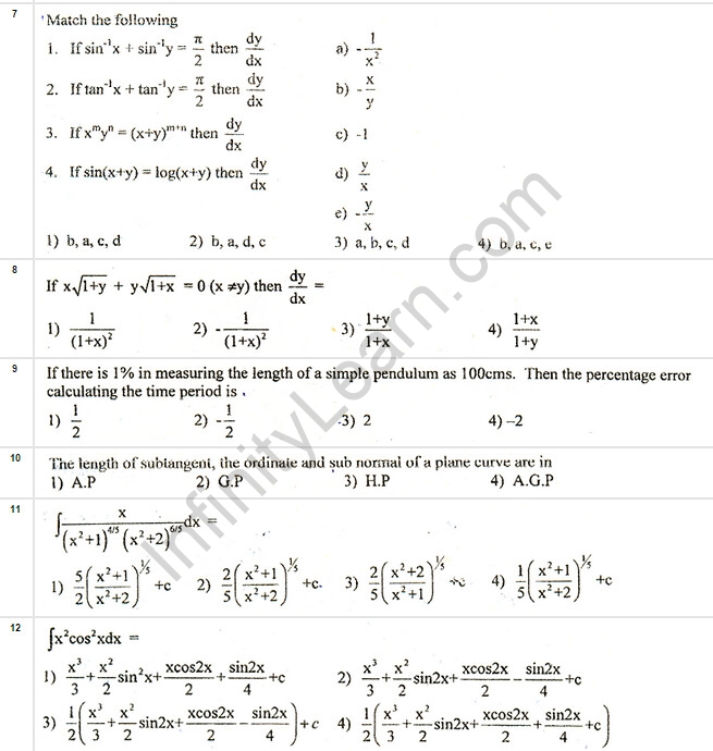 EAMCET Model Paper 04 - Infinity Learn by Sri Chaitanya