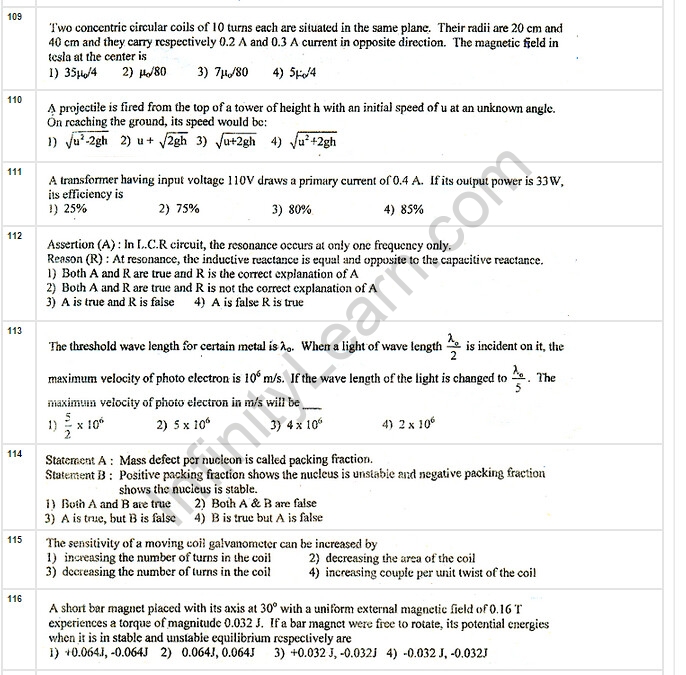 EAMCET Model Paper 02 Infinity Learn by Sri Chaitanya