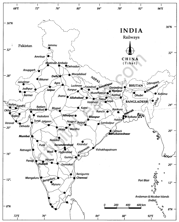 Class 10 Geography Map Work Chapter 7 Lifelines of National Economy 4