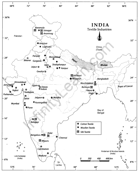 Class 10 Geography Map Work Chapter 6 Manufacturing Industries 1