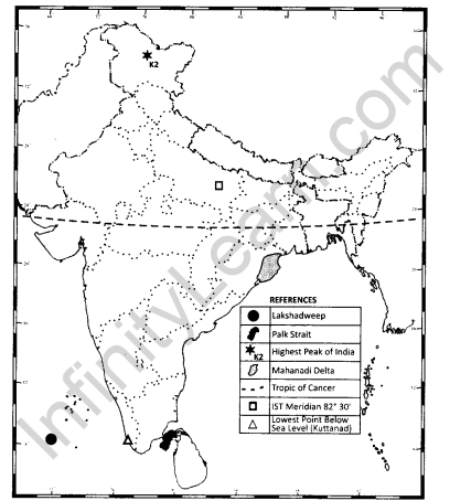 Class 11 Geography NCERT Solutions Chapter 2 Structure and Physiography Map Skills Q1