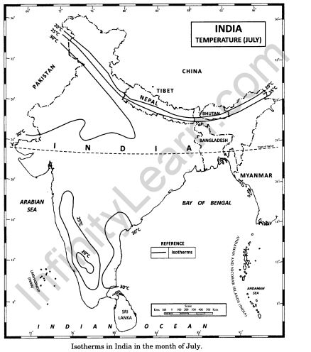 Class 11 Geography NCERT Solutions Chapter 4 Climate Map Skills Q3.1