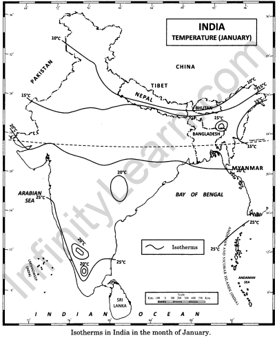 Class 11 Geography NCERT Solutions Chapter 4 Climate Map Skills Q3