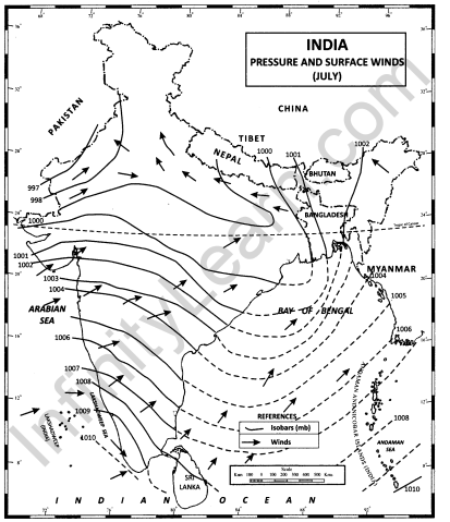 Class 11 Geography NCERT Solutions Chapter 4 Climate Map Skills Q4.1