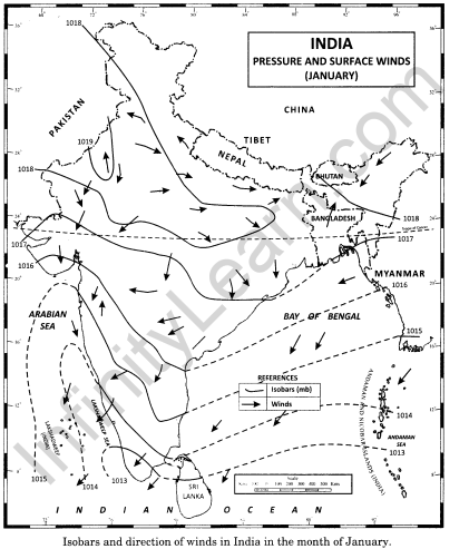 Class 11 Geography NCERT Solutions Chapter 4 Climate Map Skills Q4
