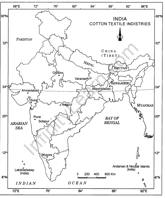 Class 12 Geography NCERT Solutions Chapter 8 Manufacturing Industries Map Based Questions Q2