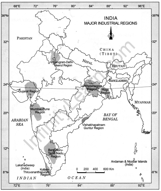 Class 12 Geography NCERT Solutions Chapter 8 Manufacturing Industries Map Based Questions Q4