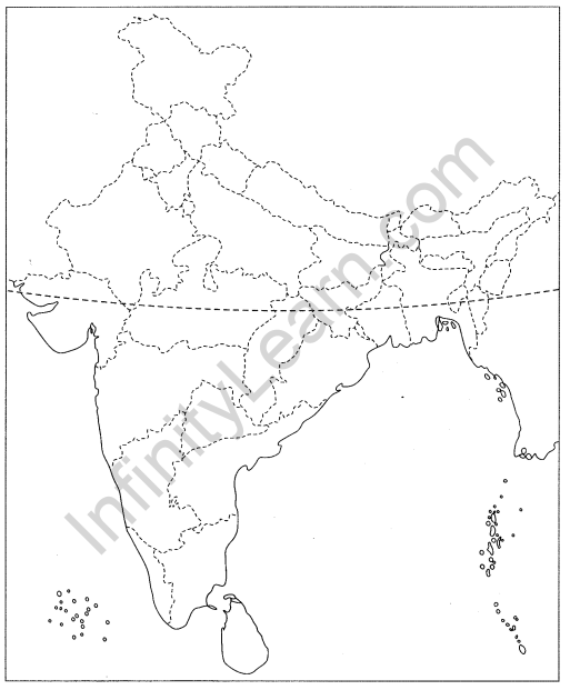 Class 9 Geography Map Work Chapter 1 India-Size and Location 2.1