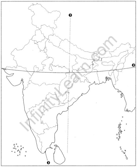 Class 9 Geography Map Work Chapter 1 India-Size and Location 4.1