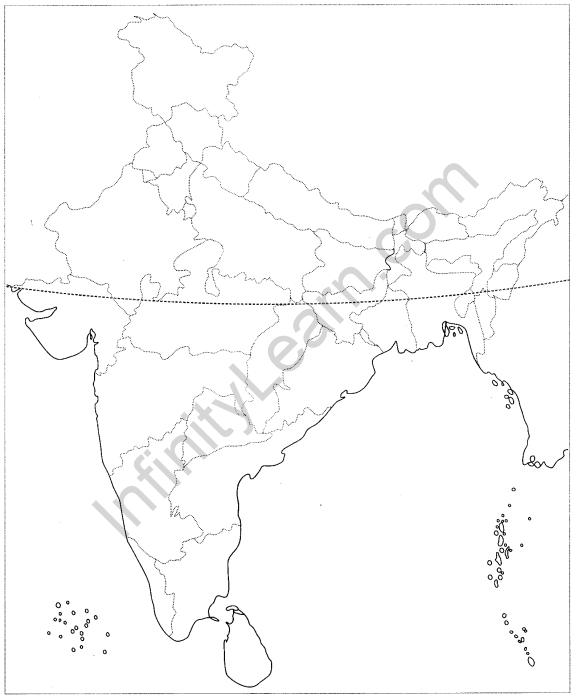 Class 9 Geography Map Work Chapter 1 India-Size and Location 5.1