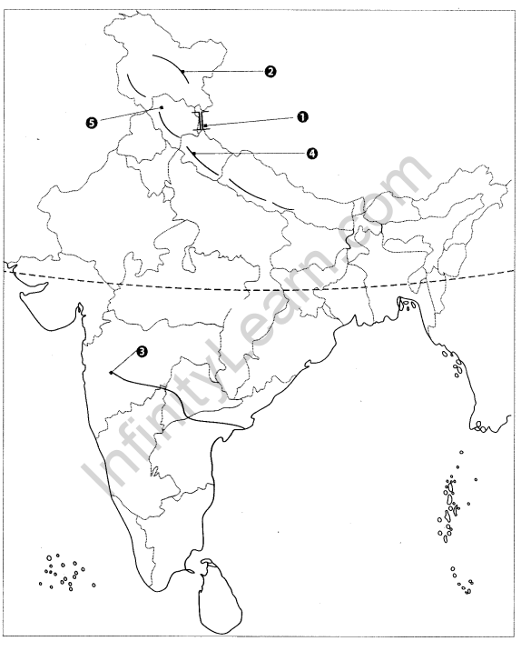 Class 9 Geography Map Work Chapter 1 India-Size and Location 6.1