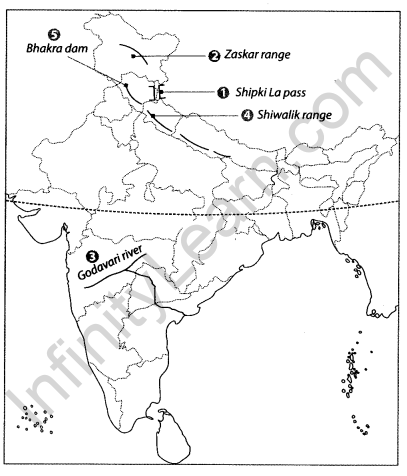 Class 9 Geography Map Work Chapter 1 India-Size and Location a6.1