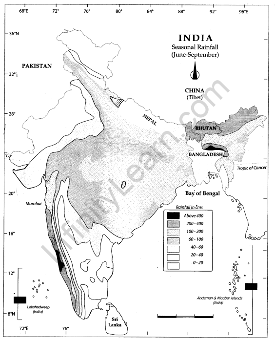 Class 9 Geography Map Work Chapter 4 Climate 00