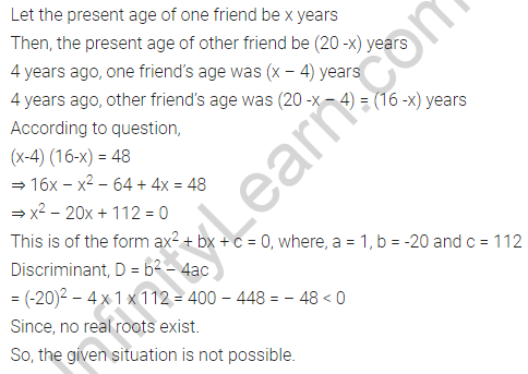 Ex 4.4 Class 10 Maths NCERT Solutions Chapter 4 Quadratic Equations PDF Download Q4