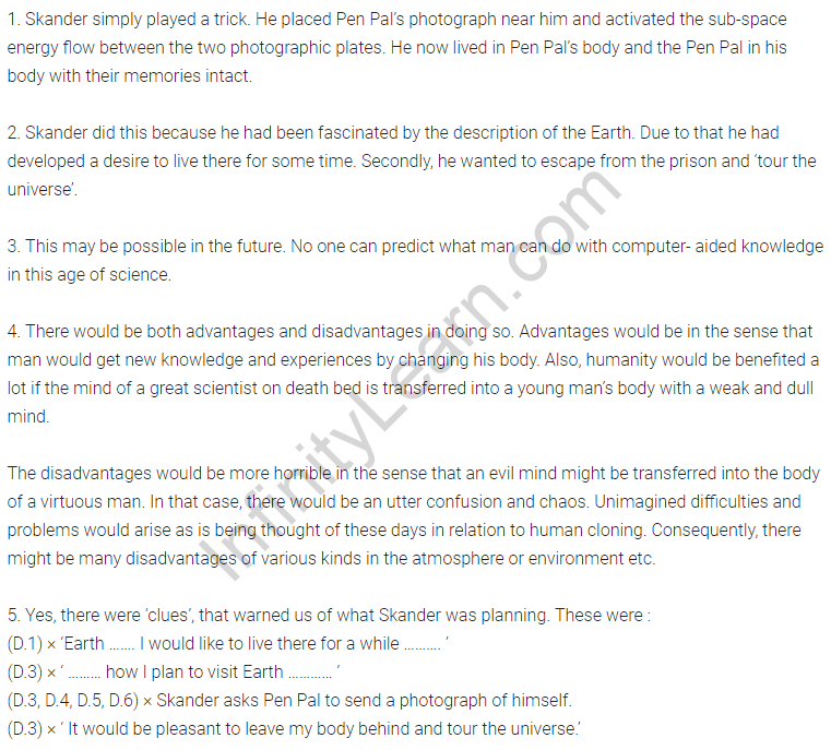 NCERT Solutions for Class 10 English Main Course Book Unit 3 Science Chapter 4 Letters from the planet Aurigae II Q5