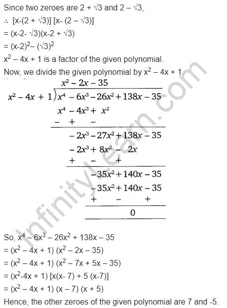 Polynomials Exercise 2.4 Class 10 Maths NCERT Solutions Q4